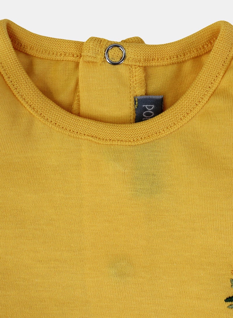 Pompelo Baby Girls Cotton T-Shirt – Yellow - Image 3