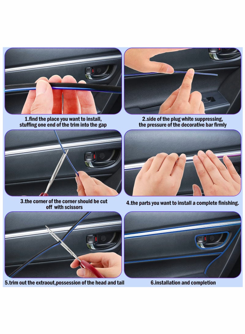 Car Interior Moulding Trim Strips, Universal Car Decoration Pinstriping Filler Insert Strips, DIY Flexible Strip Garnish Accessory with Installing Tool (Blue, 10FT) - Image 4