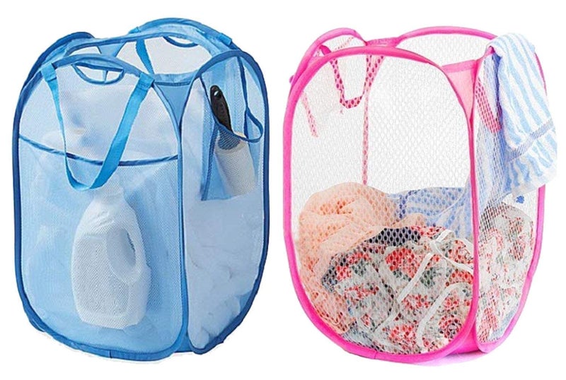 Kuber Industries Large Nylon Mesh Laundry Basket Set of 2 Pcs Combo CodeSCS08 MESHM008 Multicolor - Image 1