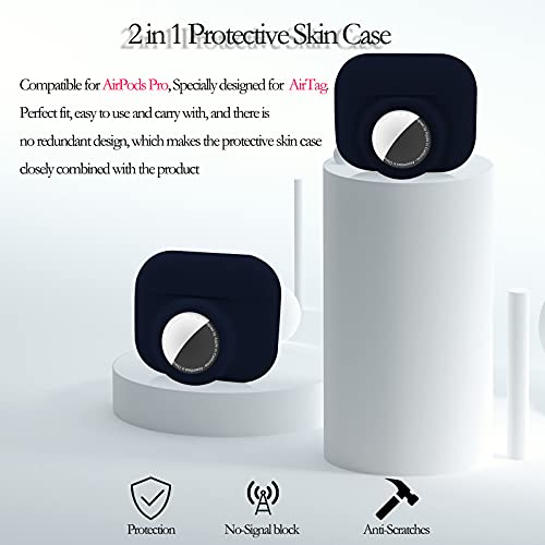 Iqimott 2 in 1 Protective Case Compatible with Apple Airpods Pro 2nd/1st Generation & Airtag Case Combo, Soft Silicone Protective Cover with 2 PCS Screen Protector, Shock-Proof Anti-Scratch(Dark Blue) - Image 4