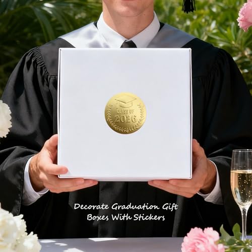YYDESN 100 Pack Class of 2026 Graduation Stickers – Gold Foil Embossed Labels for Graduates – Metallic Foil Envelopes Seals for Invitations, Gift and Candy Bag & Party Favors (Class of 2026 Gold) - Image 5