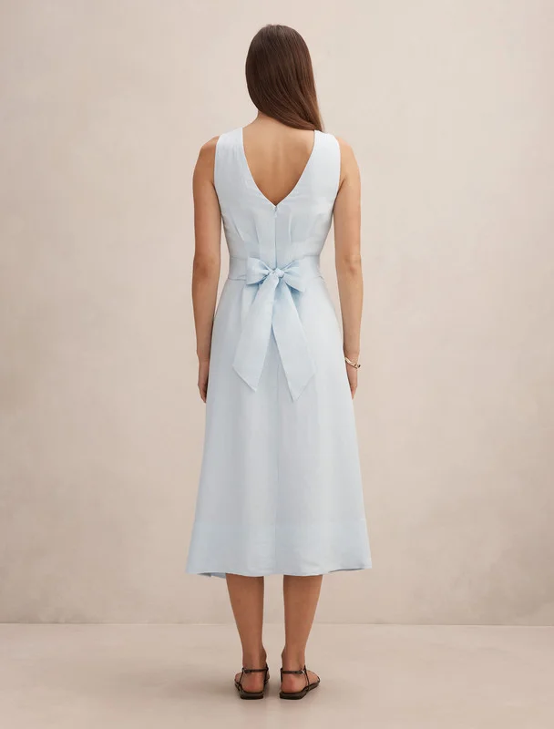 فورايفر نيو Rosie Linen Sleeveless Tuck Midi Dress