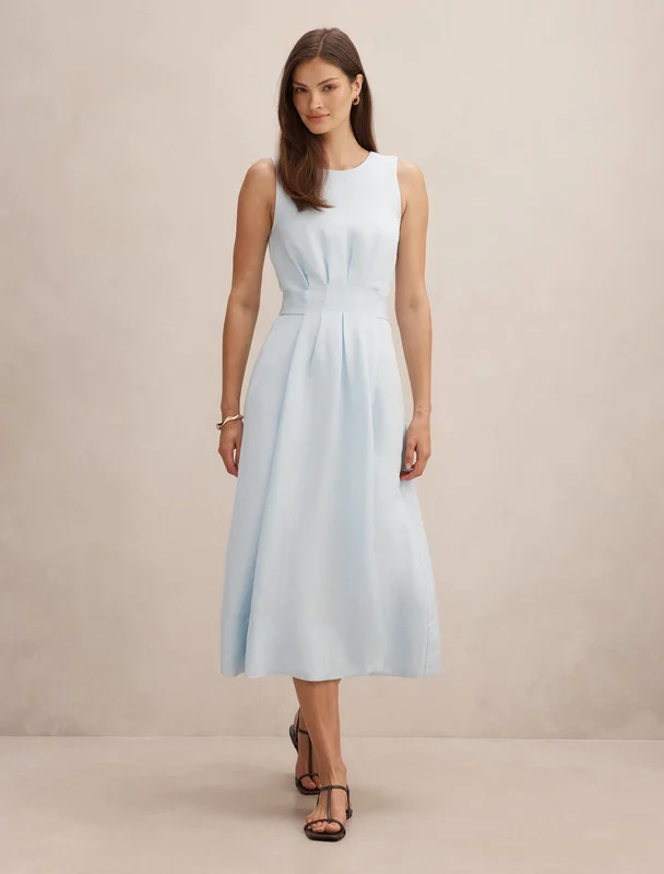 فورايفر نيو Rosie Linen Sleeveless Tuck Midi Dress