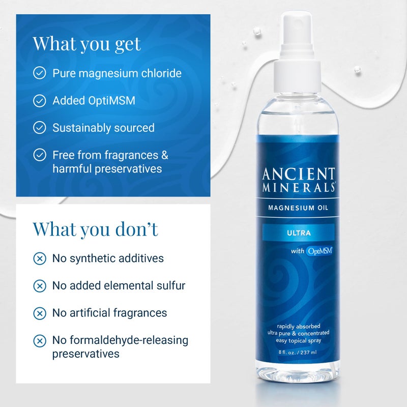 Ancient Minerals Ultra Magnesium Oil Spray Bottle of Pure Genuine Zechstein Magnesium Chloride - Topical Skin Application (8oz) - Image 5
