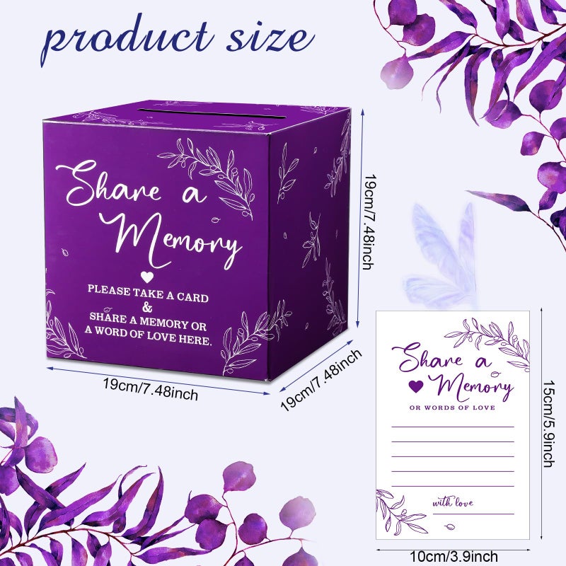 Pajean 50 Pcs Share a Memory Cards for Collections of Life, Memory Cards Box for Guest Ideas Funeral Graduation Wedding Bridal Shower Birthday Anniversary Retirement(Purple) - Image 2