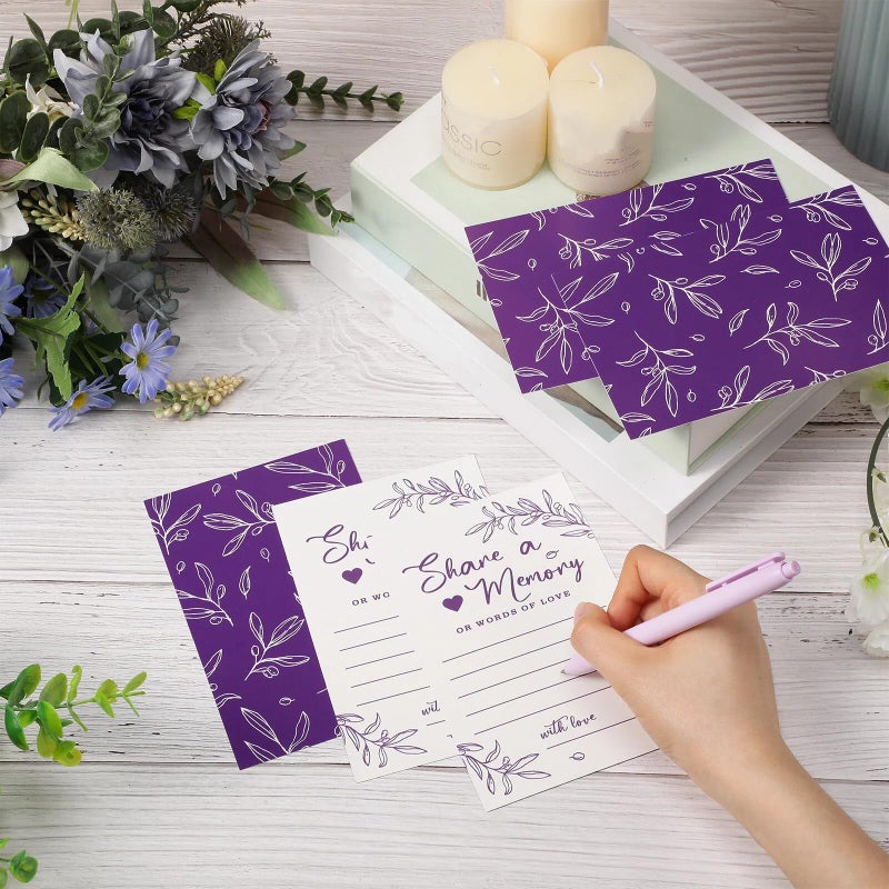Pajean 50 Pcs Share a Memory Cards for Collections of Life, Memory Cards Box for Guest Ideas Funeral Graduation Wedding Bridal Shower Birthday Anniversary Retirement(Purple) - Image 4