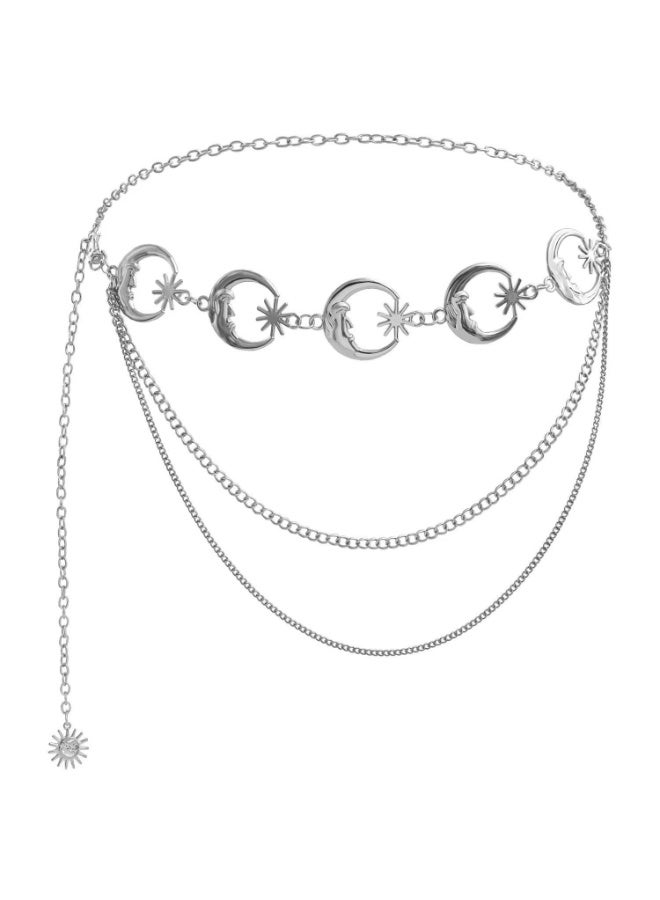 ILovhaprty Silver Metal Multilayer Chain Belt for Women – Fashion Chain Belts for Dress Adjustable Boho Vintage Waist Chain for Dress - Image 1