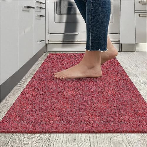 VNQ! Cushion Noodle Mat for Home Entrance, Heavy Indoor Outdoor Anti Slip PVC Floor Mat for Bedroom, Kitchen, for Bathroom, Doors, Office, Door Mat, Bath Mat Colour Red|-40X60 CMFeet - Image 1
