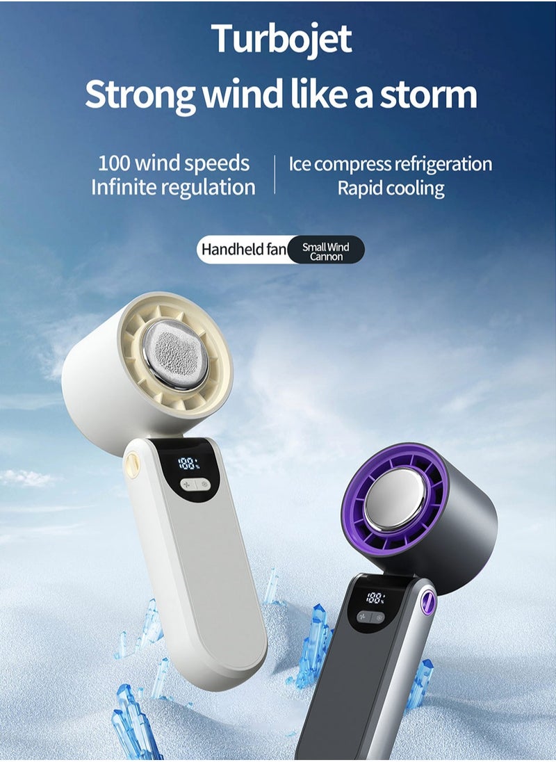 Luttec - Ice Sense Semiconductor Handheld Fan, Long Life 4000mAh Portable Mini Fan 100 Speed Stepless Variable Speed Strong Wind Efficient Rapid Cooling, Foldable with Lanyard Refrigeration Compressor Mini Fan Type-C Quick Charge Home Office Outdoor Cooling Magic Tool - Image 1