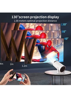 TIGER Mini Projector, Portable 4K/200 Projector with 2.4/5G WiFi & Bluetooth, Auto Keystone Correction, 40"-130" Screen, 180° Flip, Compact Round Design Movie Projector (White) for Home, Outdoor, Office, and Entertainment  - Image 4
