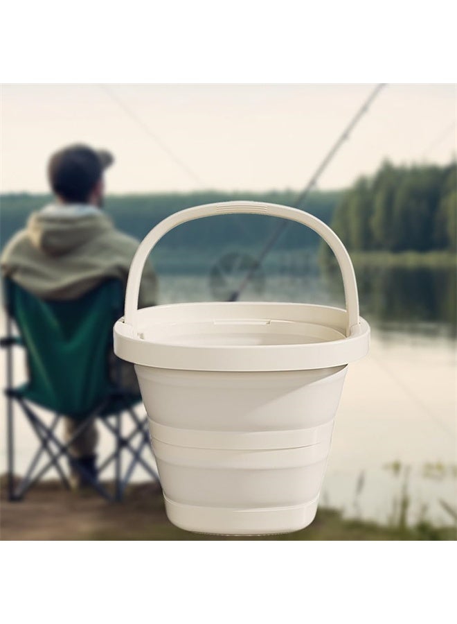 HOMESTAR Collapsible Bucket, 10L 2.6 Gallon Cleaning Bucket, Mop Bucket Foldable Portable Small Plastic Water Supplies for Outdoor, Garden, Camping, Fishing, Beige - Image 4