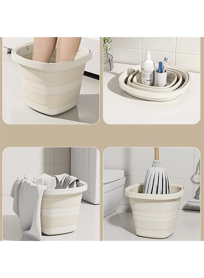 HOMESTAR Collapsible Bucket, 10L 2.6 Gallon Cleaning Bucket, Mop Bucket Foldable Portable Small Plastic Water Supplies for Outdoor, Garden, Camping, Fishing, Beige - Image 3
