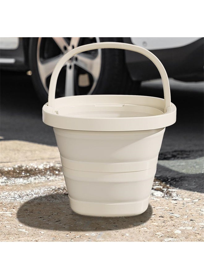 HOMESTAR Collapsible Bucket, 10L 2.6 Gallon Cleaning Bucket, Mop Bucket Foldable Portable Small Plastic Water Supplies for Outdoor, Garden, Camping, Fishing, Beige - Image 2