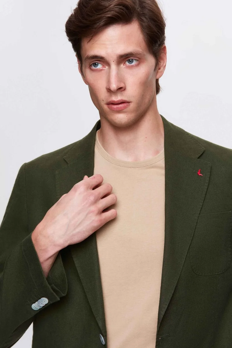 D'S DAMAT Ds Damat Regular Fit Khaki Plain Fabric Jacket