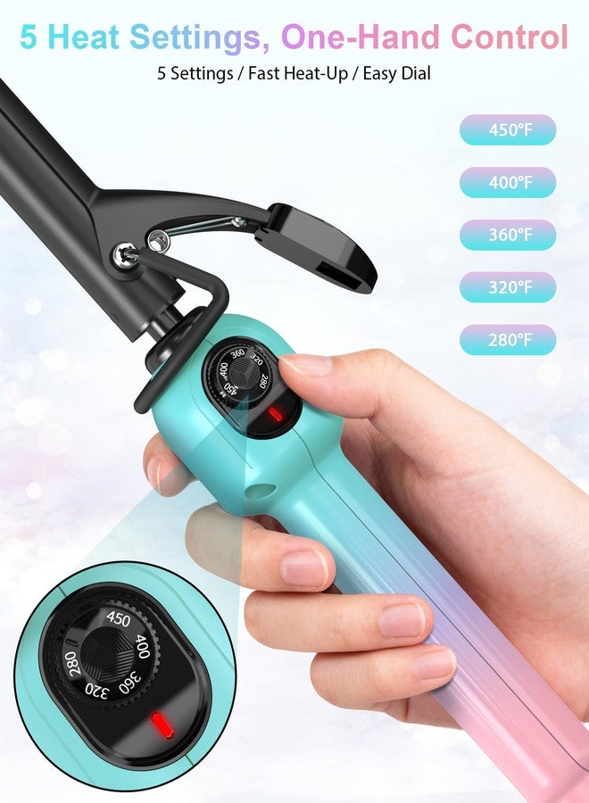 دان تكنولوجي مكواة تجعيد شعر سيراميكية مقاس 3/4 بوصة مع مشبك، عصا تجعيد شعر ثنائية الجهد مع قرص تحكم في درجة الحرارة من 280 إلى 450 درجة فهرنهايت لتجعيدات تدوم طويلاً، لون متدرج - Image 5