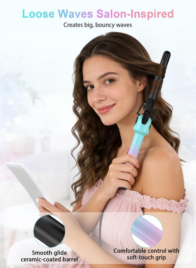 دان تكنولوجي مكواة تجعيد شعر سيراميكية مقاس 3/4 بوصة مع مشبك، عصا تجعيد شعر ثنائية الجهد مع قرص تحكم في درجة الحرارة من 280 إلى 450 درجة فهرنهايت لتجعيدات تدوم طويلاً، لون متدرج - Image 3