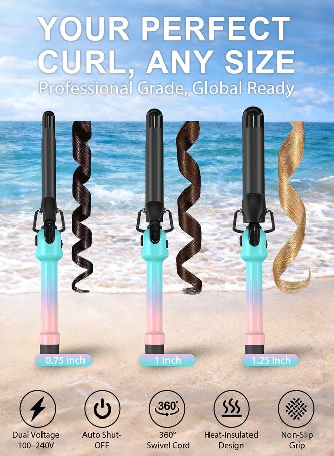دان تكنولوجي مكواة تجعيد شعر سيراميكية مقاس 3/4 بوصة مع مشبك، عصا تجعيد شعر ثنائية الجهد مع قرص تحكم في درجة الحرارة من 280 إلى 450 درجة فهرنهايت لتجعيدات تدوم طويلاً، لون متدرج - Image 4