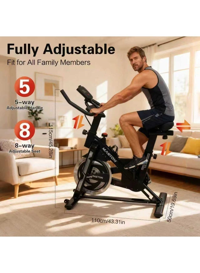 MASTON MST-K20  Exercise Bike, Indoor Cycling Bike for Home, 120kg Capacity with Silent Belt Drive Stationary Bike, Exercise Bikes for Home, Cycle Spin Bike with Pad Holder - Image 3