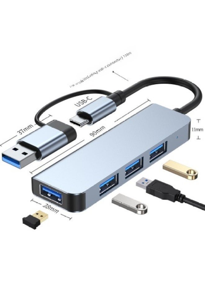 Eight-in-one Expansion Dock RJ45 Multifunctional Office Notebook 8in1SD TF Card Read Hub Data Transmission-Number Of Interfaces:4-in-1 Double Head  - Image 1