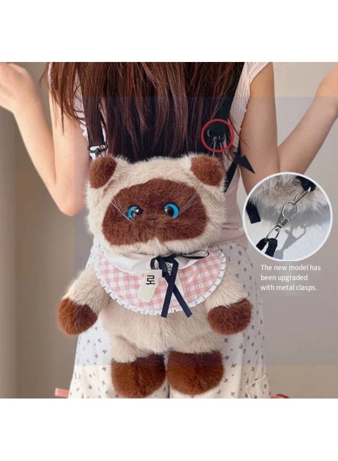 40cm Plush Siamese Cat Shoulder Bag for Kids Girls Gift