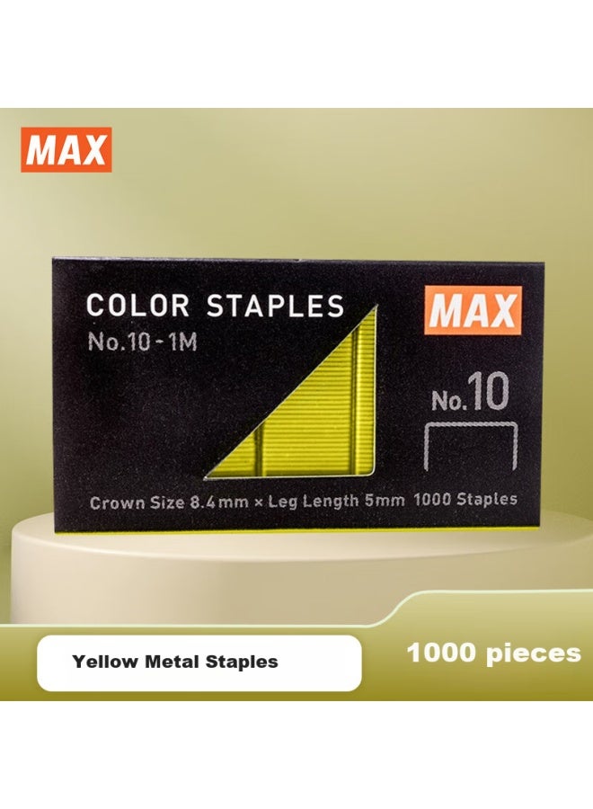ماكس Max Colored Staples 10# 1000 قطعة/صندوق قرطاسية مكتبية للتجليد المالي والطلابي No.10-1m أصفر - Image 1