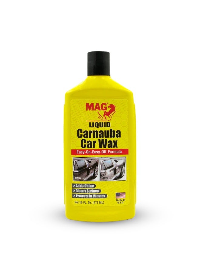 MAG Liquid Carnauba Car Wax 473ml, Easy-On Easy-Off Formula, Adds Shine, Restores Gloss, UV Protection, Long-Lasting Finish – Safe for Paint, Headlights & Glossy Surfaces - MG-440 - Image 1