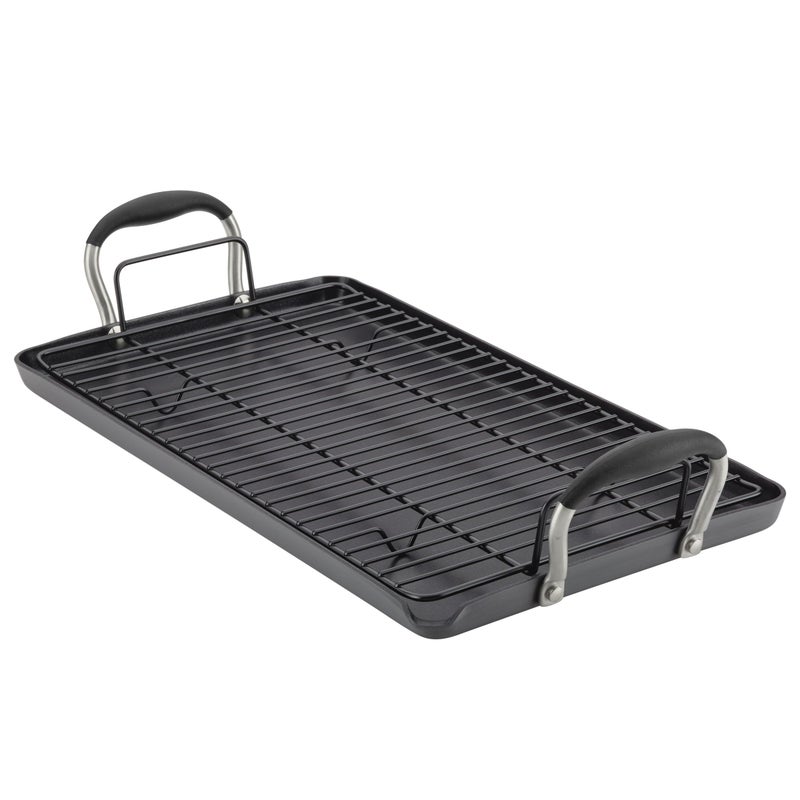 Anolon Anolon Advanced Home Hard Anodized Nonstick Double Burner Griddle 10 Inch x 18 Inch Onyx 