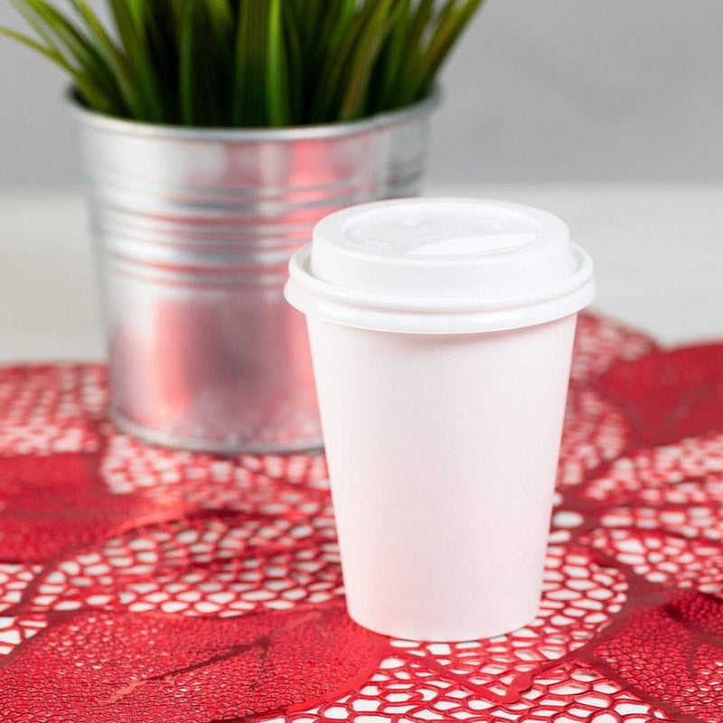 Karat PP Sipper Dome Lid for 8 oz Paper Hot Cup (White) - 1,000 ct - Image 4