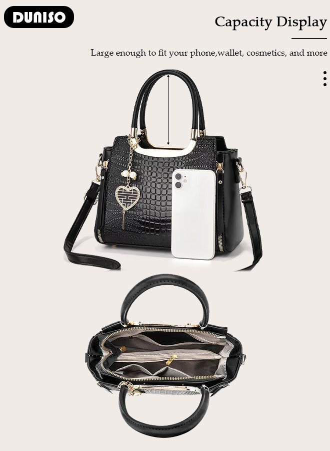 DUNISO حقيبة يد نسائية أنيقة مصنوعة من الجلد الصناعي وحقيبة كروس بودي للنساء وحقائب كبيرة الحجم وحقيبة بمقبض علوي وحقيبة كتف عصرية للسفر للسيدات - Image 3
