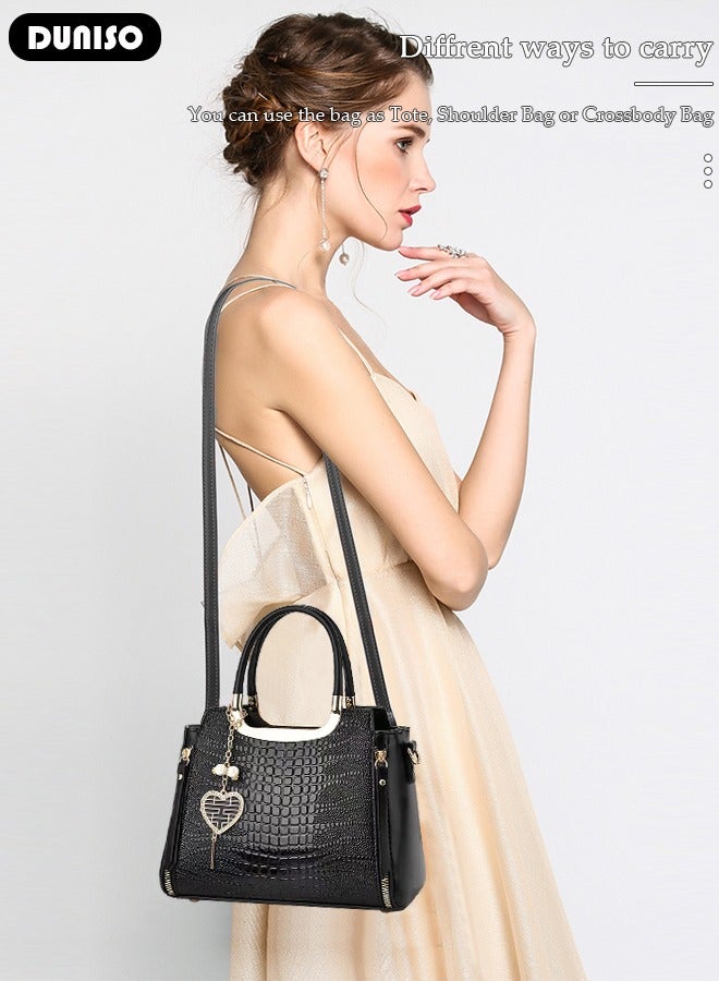 DUNISO حقيبة يد نسائية أنيقة مصنوعة من الجلد الصناعي وحقيبة كروس بودي للنساء وحقائب كبيرة الحجم وحقيبة بمقبض علوي وحقيبة كتف عصرية للسفر للسيدات - Image 5