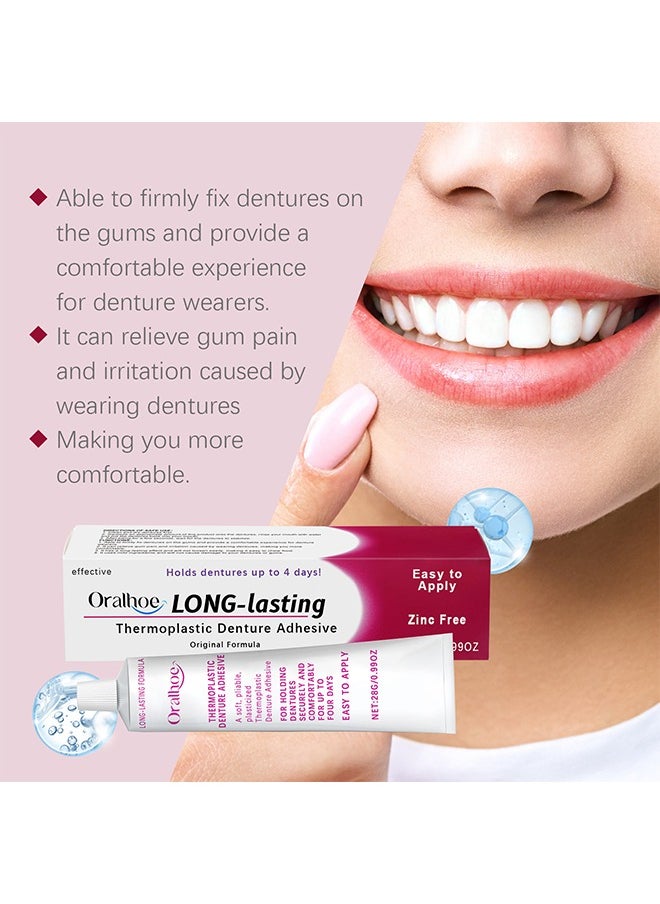 ORALHOE - Thermoplastic Denture Adhesives, Fixed Denture Adhesives, Used to Repair and Fasten Loose Dentures, Dental Adhesives for Dentures 28G - Image 1
