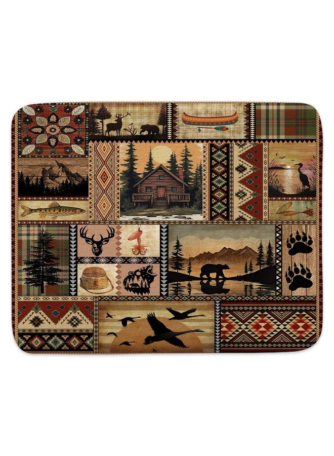 NYMB Cabin Bath Rugs for Bathroom, Rustic Cabin Lodge Rug Bath Mat Set Floor Mats, Bear Moose Farmhouse Lodge Wooden Board Doormat, Wild Animal Hunting Bathroom Accessories, (17X29) - Image 2