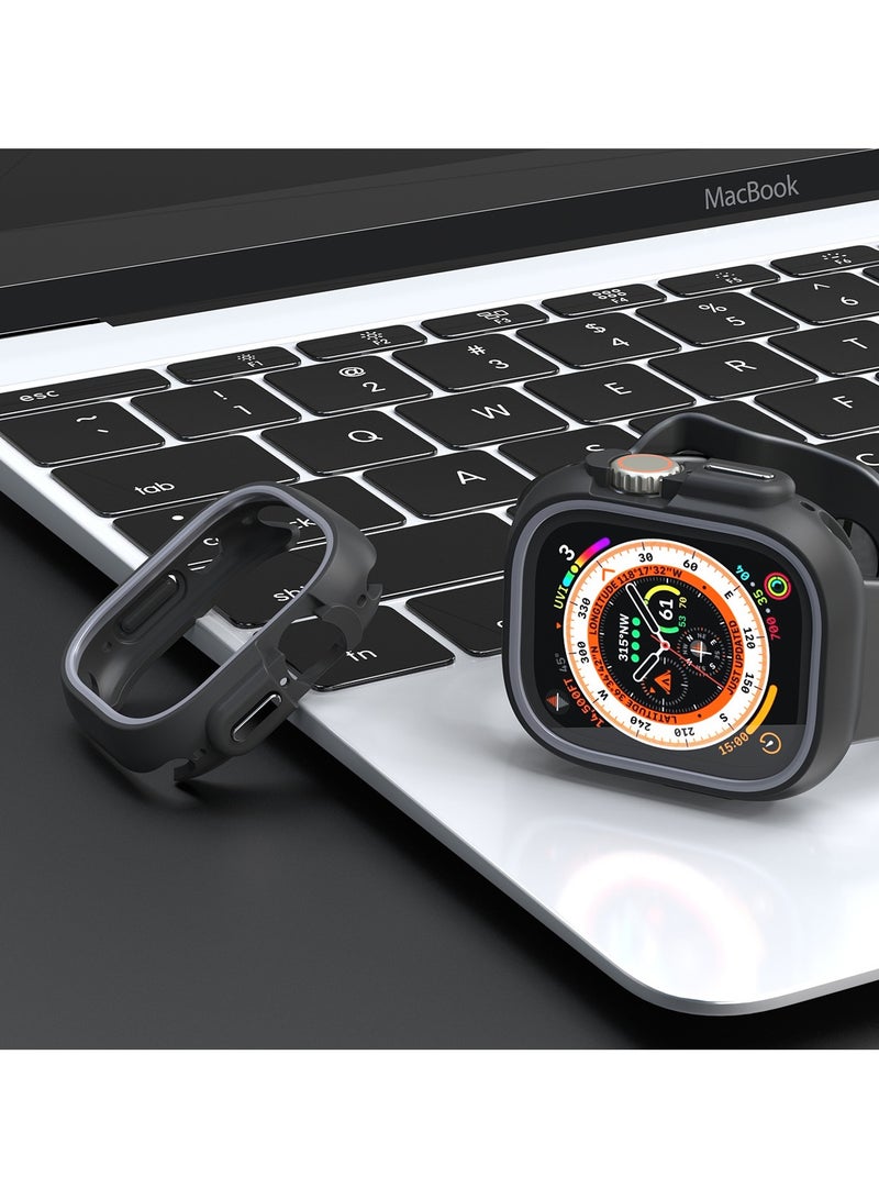 سام جراب مضاد للصدمات لساعة أبل ووتش الترا 49mm B واقٍ واقٍ من السيليكون TPU جراب رمادي - Image 5