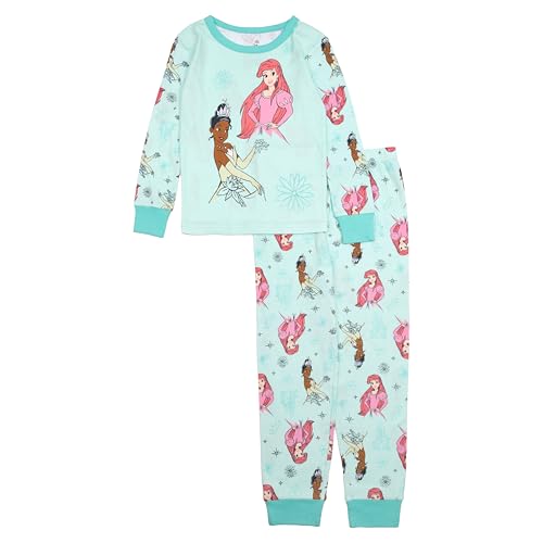 Disney girls 2-piece Snug-fit Cotton Holiday Pajama Set, Soft & Cute for Kids, PRINCESS FUN, 3T - Image 1