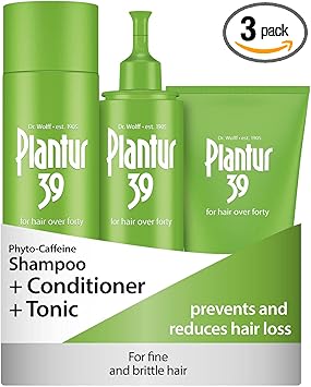 Plantur 39 Caffeine Shampoo Conditioner and Tonic Prevents and Reduces Hair Loss For Fine Brittle Hair Unique Galenic Formula Supports Hair Growth 250ml Shampoo 150ml Conditioner 200ml Tonic - Image 1