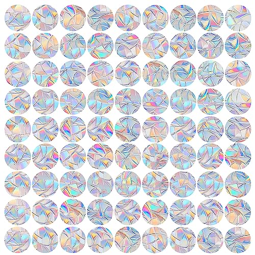 AREAWA 81 Pieces Circle Window Decals for Bird Strikes - Anti-Collision Clings to Save Birds,Non Adhesive Vinyl Rainbow Suncatch Stickers, Easy Remove No Residue and Reusable - Image 1