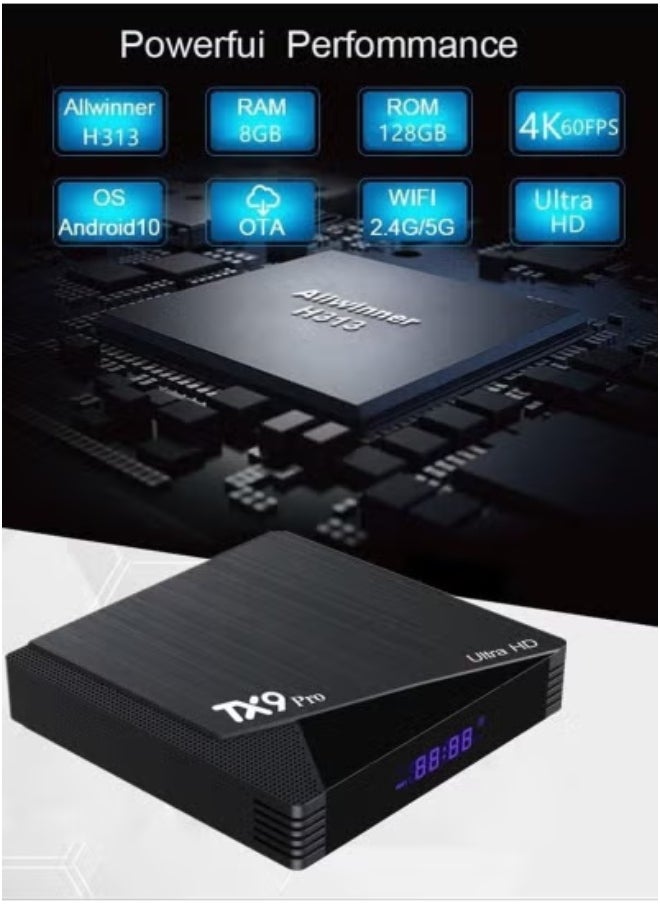 Generic TX9 Pro Android 12.0 TV Box with 4GB RAM & 32GB ROM | Dual-Band WiFi 2.4G/5G & 100M Ethernet | Supports 6K Ultra HD, 3D Playback, H.265 Decoding | Media Streaming & Gaming Box with HD Cable & Remote | Powerful Home Entertainment System | Sleek Black Design  - Image 4