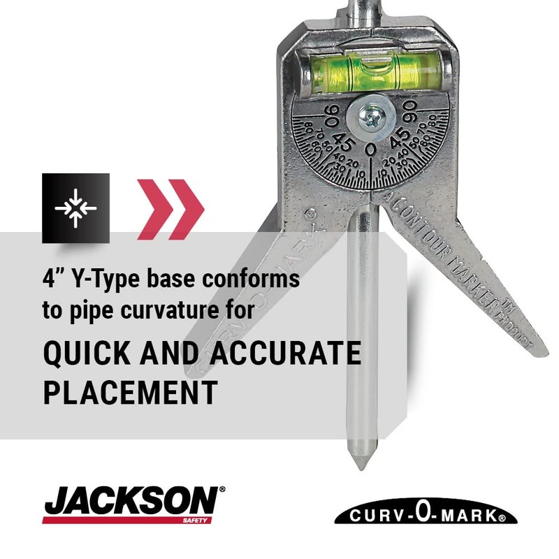 Jackson Safety Pipe Marker Centering Tool - Standard 4" Y-Type Head, Measure Pipes 0.5" and Above - Curv-O-Mark Standard 6 - Image 3