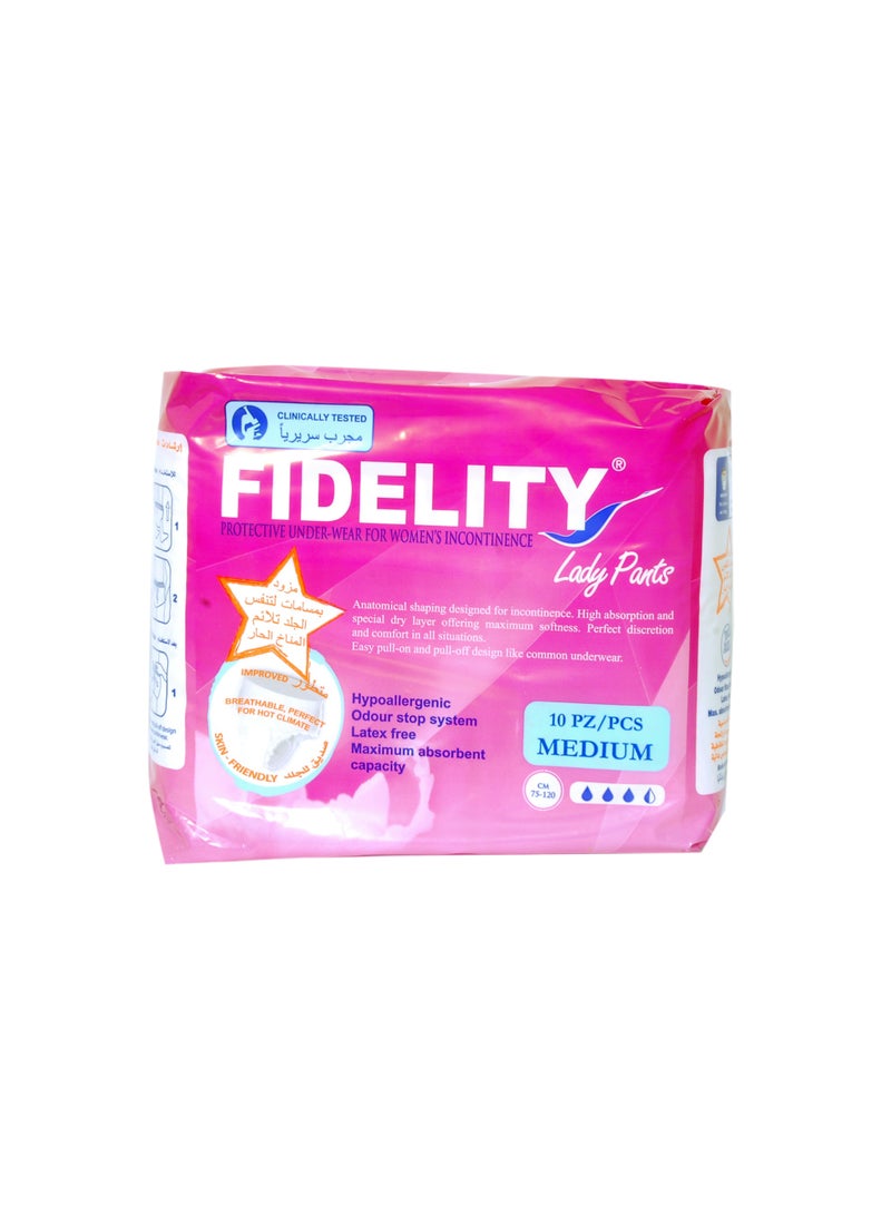 FIDELITY Pack Of 10 Absorbent Lady Pants, Medium - Image 1