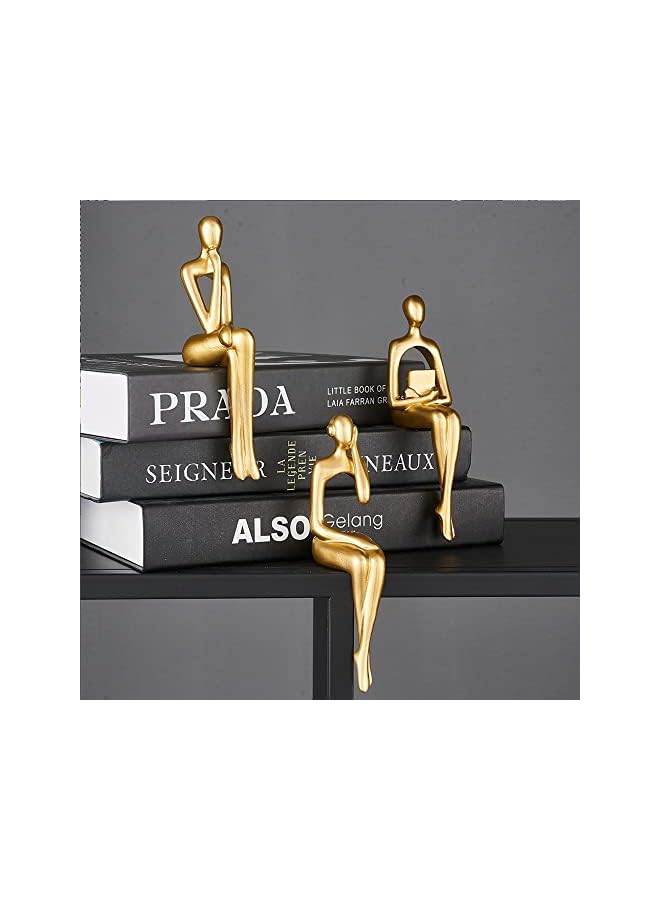 Zaboon Gold Statue Home Decorations For Living Room,Shelf Decor Modern Bookshelf Decor Figurines Desk Sculpture Table Decor 3 Piece - Image 3