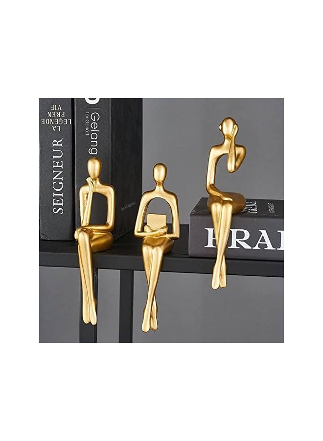 Zaboon Gold Statue Home Decorations For Living Room,Shelf Decor Modern Bookshelf Decor Figurines Desk Sculpture Table Decor 3 Piece - Image 4