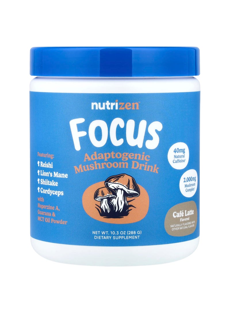 Nutricost NutriZen™, Focus, Adaptogenic Mushroom Drink, Cafe Latte, 10.3 oz (288 g)