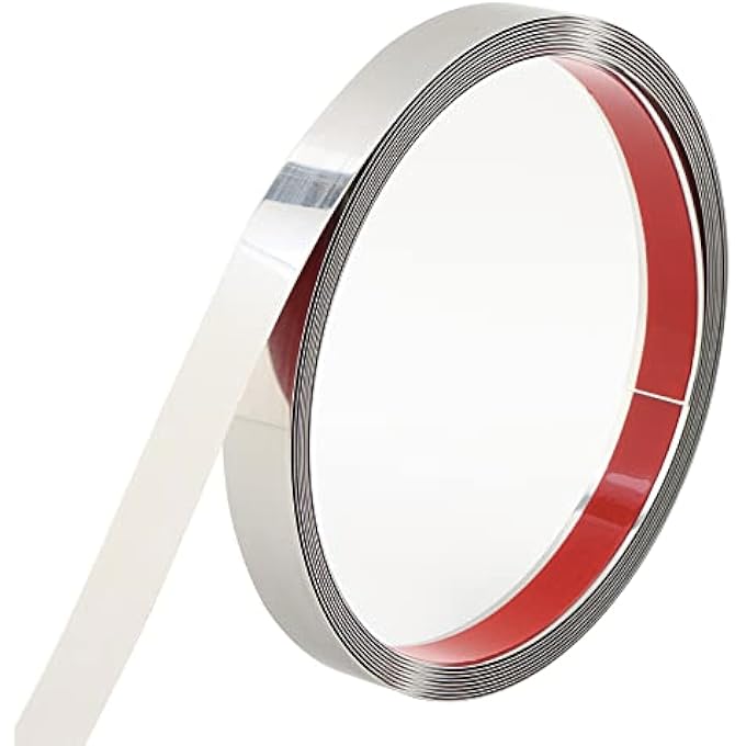STAINLESS STEEL PEEL AND STICK WALL STRIP, FLEXIBLE SELF ADHESIVE METAL STRIP FOR CEILING, MIRROR FRAMES AND MORE (MIRROR LIKE SURFACE) - Image 1