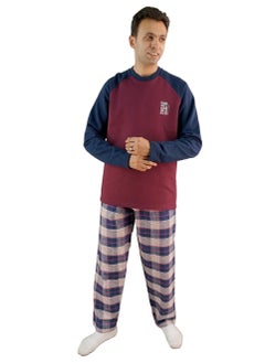 Jet Men Winter Pajama Set Long Sleeve &Carreau Bottom- Burgundy 