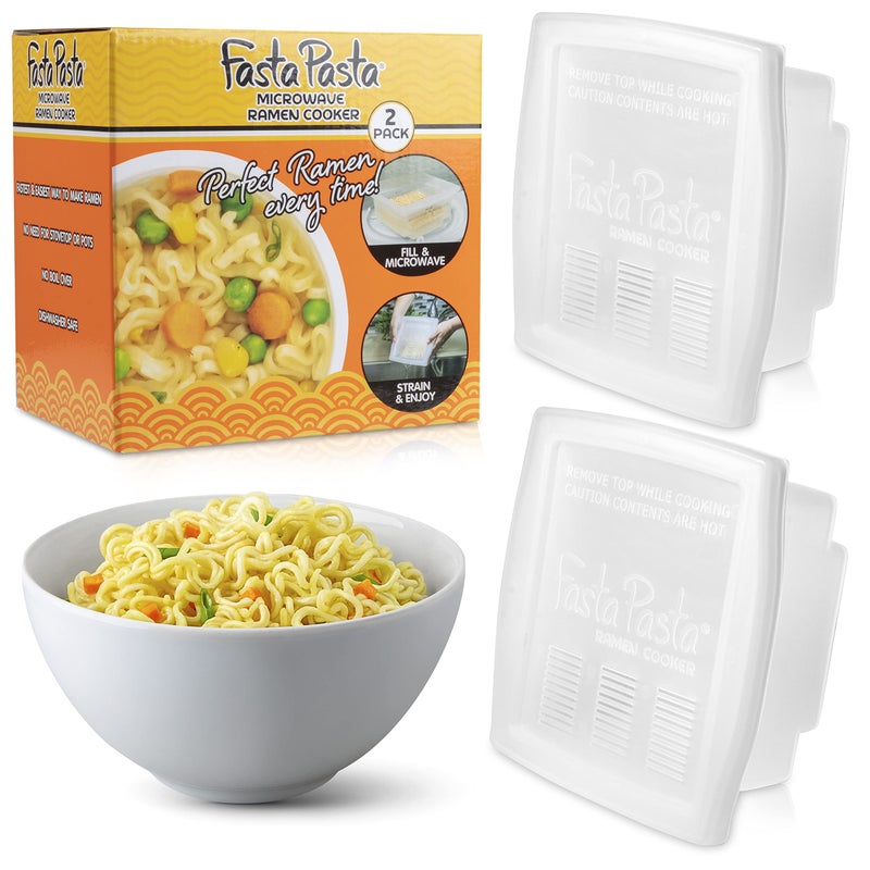 Fasta Pasta Fasta Pasta Microwave Ramen Noodle Cooker 2 Pack  No Mess Sticking or Waiting For Boil  Patented Design Makes Perfect Noodles Every Time 