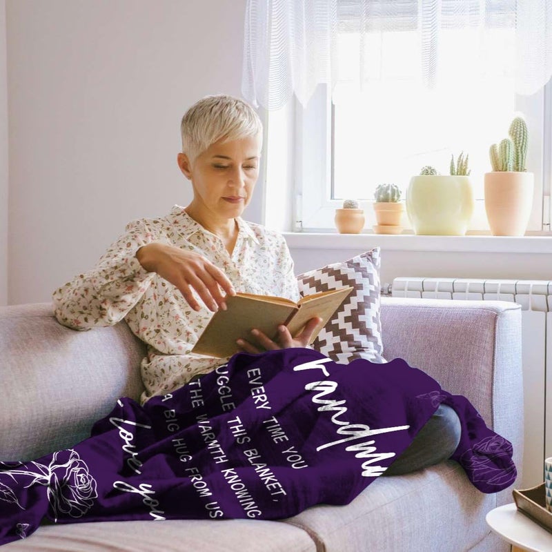 AJIIUSV Gifts for Grandma  Grandma Gifts Blanket for Mothers Day  Grandma Birthday Gifts  Grandma Blanket from Grandkids Granddaughter  Purple Blanket for Grandma 50""x60"" - Image 5