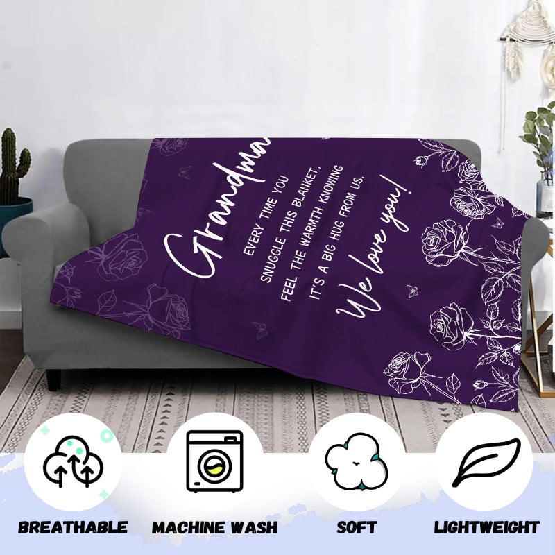 AJIIUSV Gifts for Grandma  Grandma Gifts Blanket for Mothers Day  Grandma Birthday Gifts  Grandma Blanket from Grandkids Granddaughter  Purple Blanket for Grandma 50""x60"" - Image 3