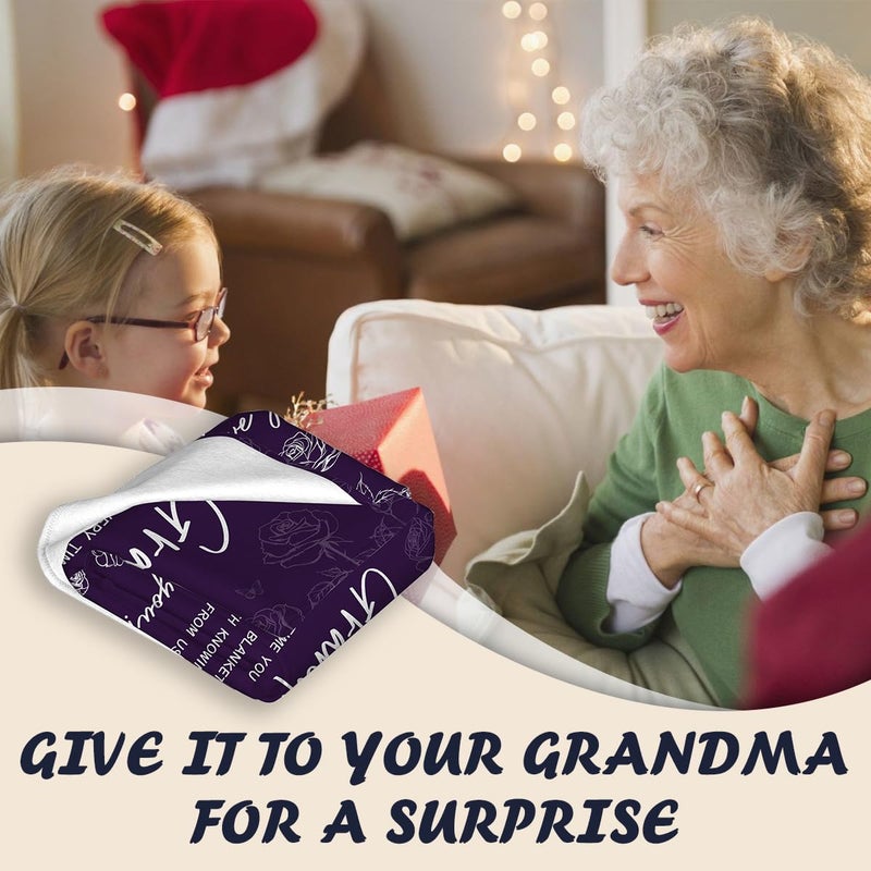 AJIIUSV Gifts for Grandma  Grandma Gifts Blanket for Mothers Day  Grandma Birthday Gifts  Grandma Blanket from Grandkids Granddaughter  Purple Blanket for Grandma 50""x60"" - Image 4