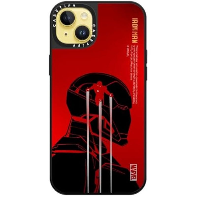 Casetify Mirror iPhone 14 Plus Case 【Iron Man Co-Lab/Reflective / 4.9ft Drop Protection/Compatible with Magsafe】 - Iron Man Armor Activate - Silver on Black - Image 2