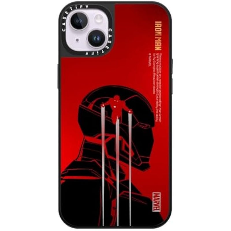 Casetify Mirror iPhone 14 Plus Case 【Iron Man Co-Lab/Reflective / 4.9ft Drop Protection/Compatible with Magsafe】 - Iron Man Armor Activate - Silver on Black - Image 1